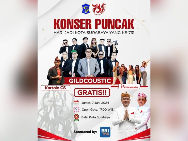 Yuk Saksikan Konser Gratis Puncak Perayaan HJKS ke-731 di Balai Kota Surabaya