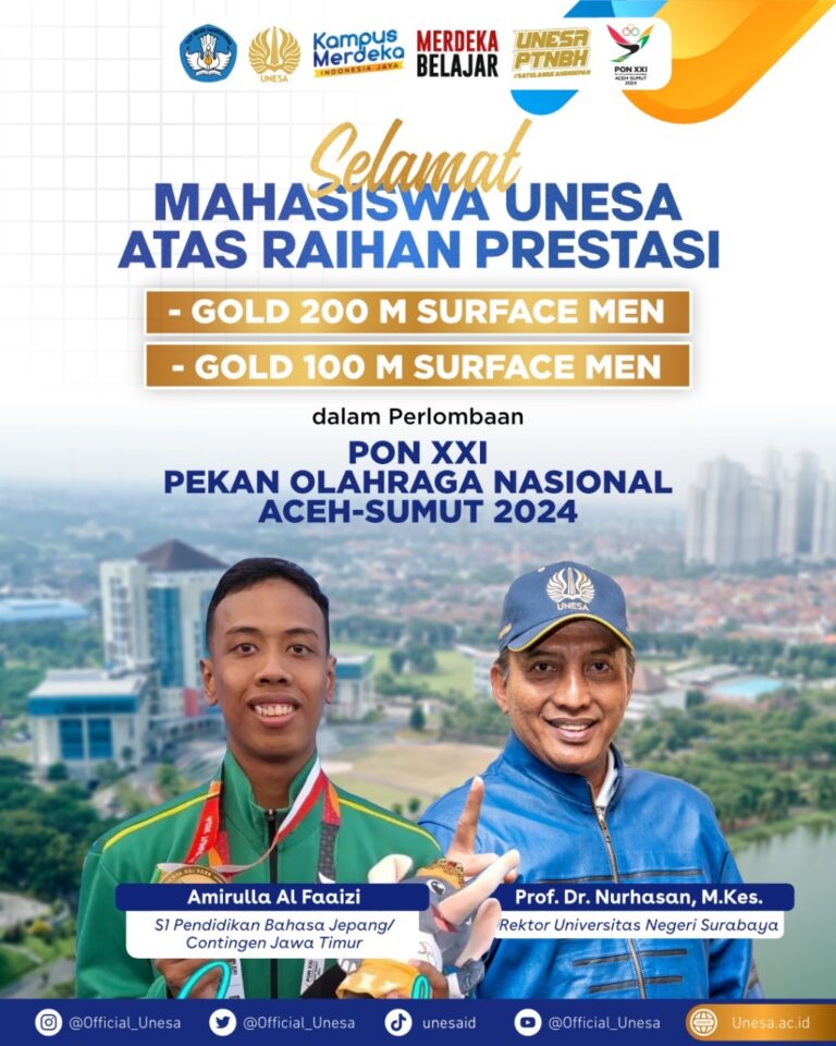 Sugoi! Perdana Ikut PON, Mahasiswa FBS UNESA Borong 2 Emas untuk Jawa Timur