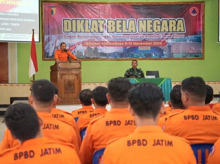 Tingkatkan Jiwa Korsa Pegawai : BPBD Jatim Gandeng Rindam V/Brawijaya Gelar Diklat Bela Negara