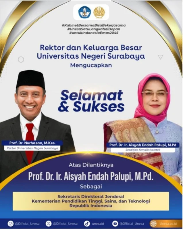 Aisyah Endah Palupi, Profesor Fakultas Teknik Unesa yang Dilantik sebagai Sesditjen Kemdiktisaintek RI