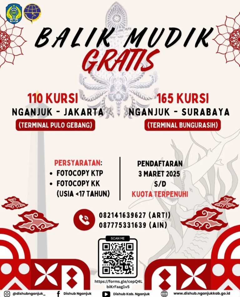 Pemkab Nganjuk Kembali Buka Program Mudik Gratis