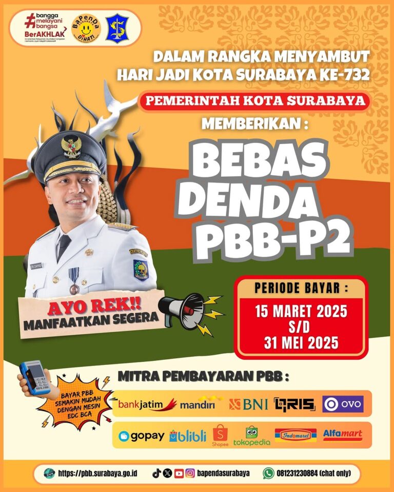 Tanpa Denda! Pemkot Surabaya Buka Program Pemutihan Pajak Hingga Akhir Mei 2025