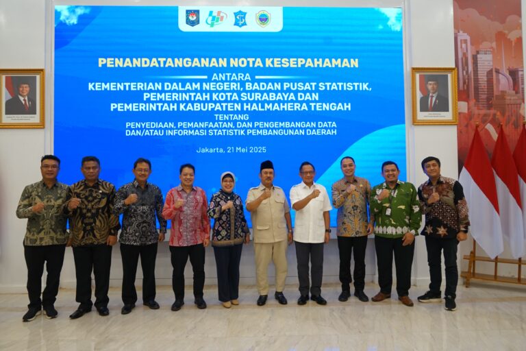 Jadi Percontohan Nasional, Pemkot Surabaya Jalin Kerjasama Data Pembangunan Dengan Kemendagri dan BPS