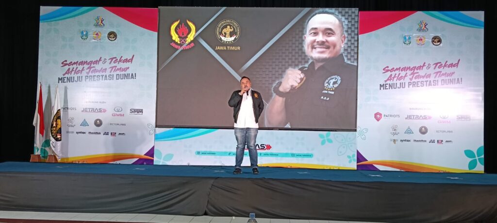 Raja Siahaan sambutan dalam pembukaan binaraga Porprov IX Jatim 2025.