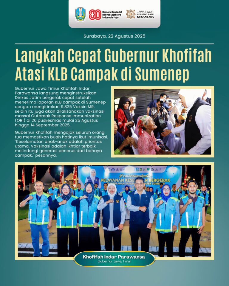 Gerak Cepat Hadapi KLB Campak di Sumenep, Gubernur Khofifah Kirim 9.825 Vaksin, Besuk ke Sumenep dan Lakukan ORI di 26 Puskesmas