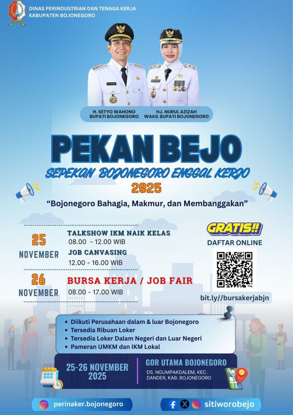 Pemkab Bojonegoro Akan Gelar Pekan BEJO 2025, Dorong Penyerapan Naker Lewat Workshop hingga Job Fair