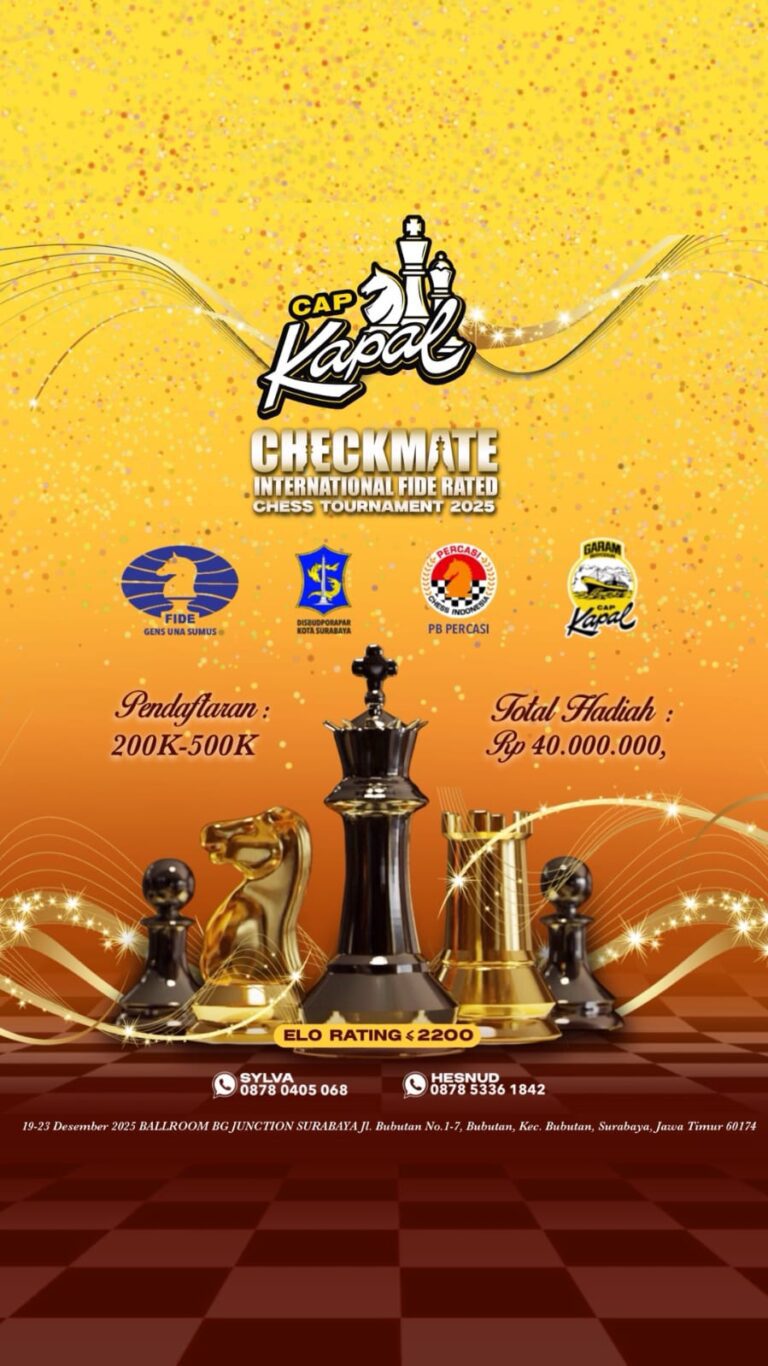Catat! Cap Kapal Checkmate Fide Rated International Chess Tournament 2025