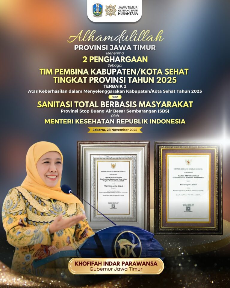 Pemprov Jatim Boyong Dua Penghargaan Dari Kemenkes RI, Gubernur Khofifah Tegaskan Komitmen Tingkatkan Kualitas Kesehatan Masyarakat Jawa Timur