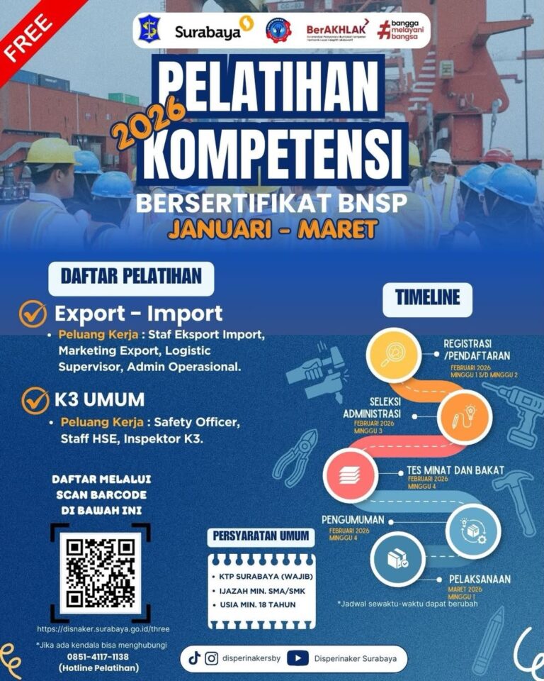 Serapan Tinggi! Pemkot Surabaya Buka Pelatihan Export-Import dan K3 Umum Gratis
