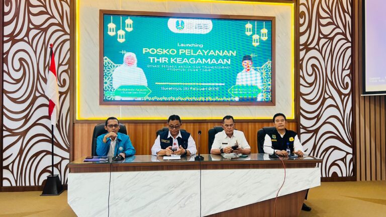 Pemprov Jatim Melalui Disnakertrans Prov. Jatim Buka 54 Titik Posko Pelayanan Thr Keagamaan Tahun 2026 Secara Langsung Dan Online
