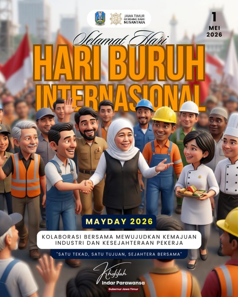 Di Peringatan May Day 2026, Gubernur Khofifah Ajak Perkuat Kolaborasi Wujudkan Industri Maju dan Pekerja Sejahtera