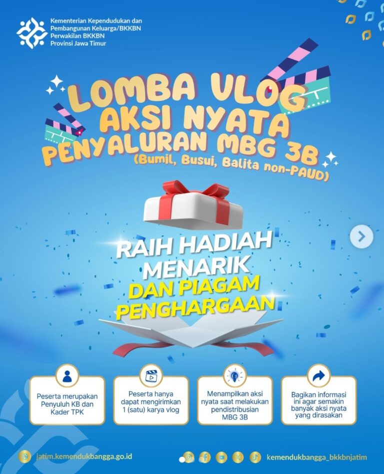 Apresiasi Aksi Nyata di Lapangan, BKKBN Jawa Timur Gelar Lomba Vlog Penyaluran MBG 3B