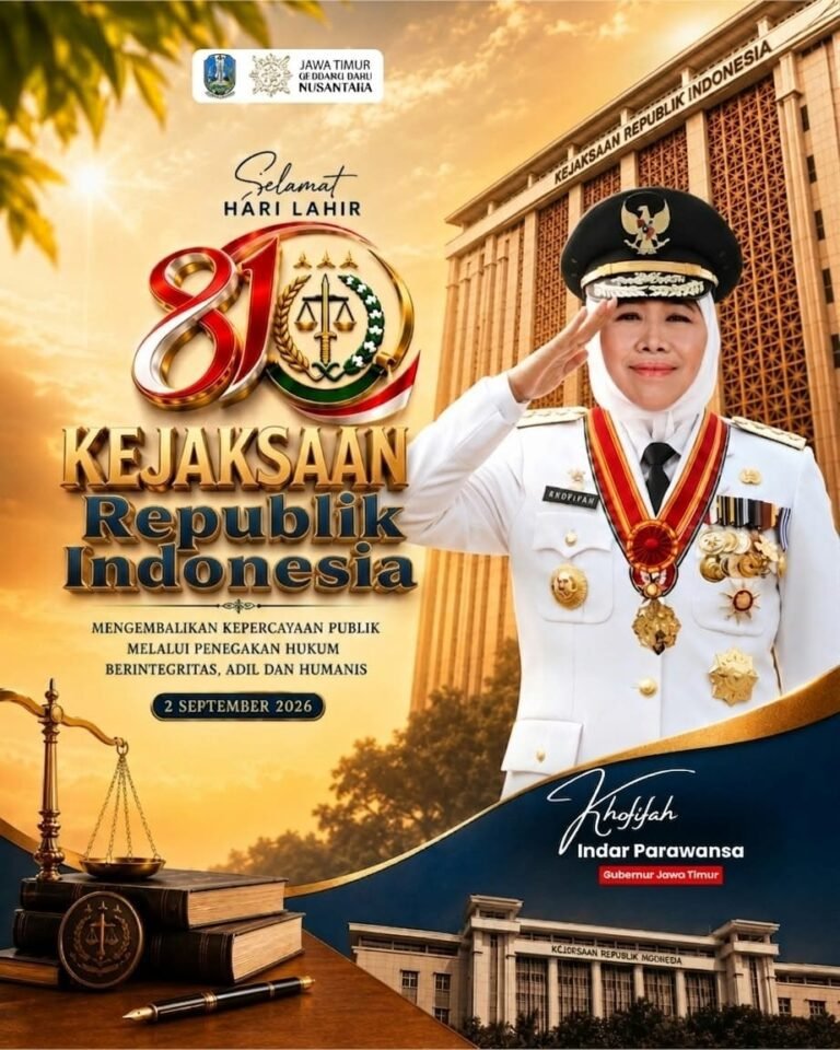 Peringatan Hari Lahir Kejaksaan RI Ke-81, Gubernur Khofifah Sampaikan Apresiasi Peran Strategis Kejaksaan Tegakkan Hukum Berintegritas, Adil dan Humanis